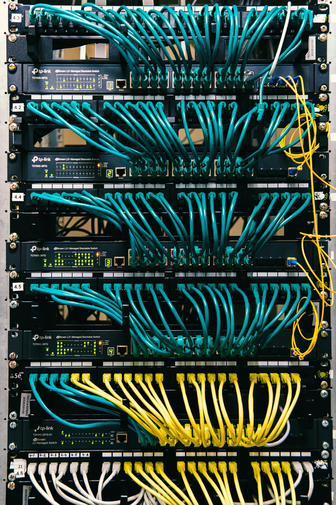 Enterprise server rack and network cabling